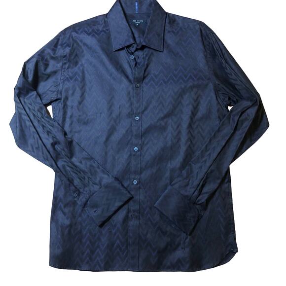 Ted Baker London Men's Navy Button Down Sz 5 - Picture 1 of 7